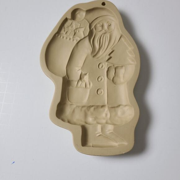 Brown Bag Santa Cookie Art Stoneware Art 1983 Christmas Hill Design - Picture 5 of 8